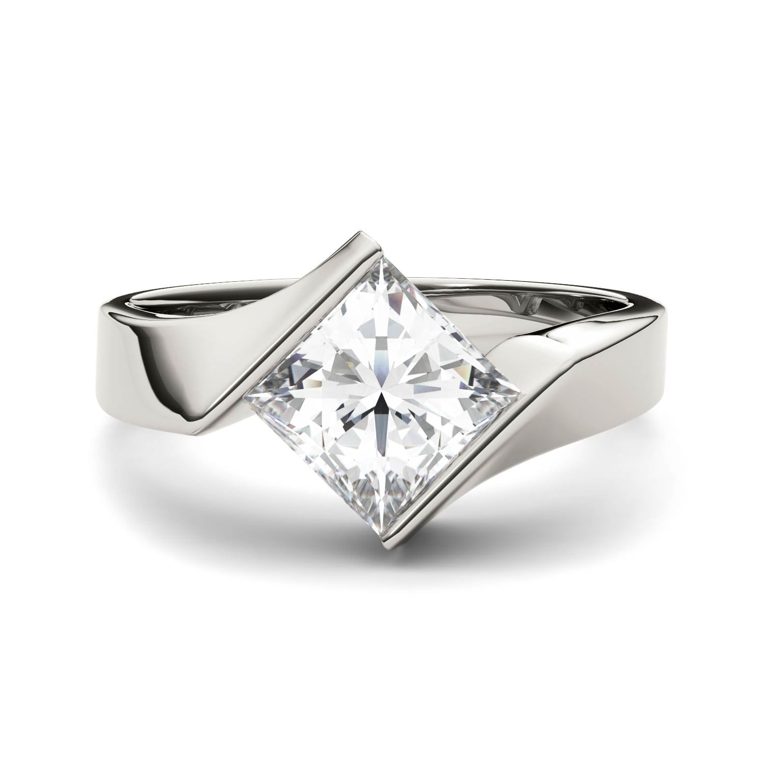 1.70 CTW Square Moissanite White Gold Engagement Ring