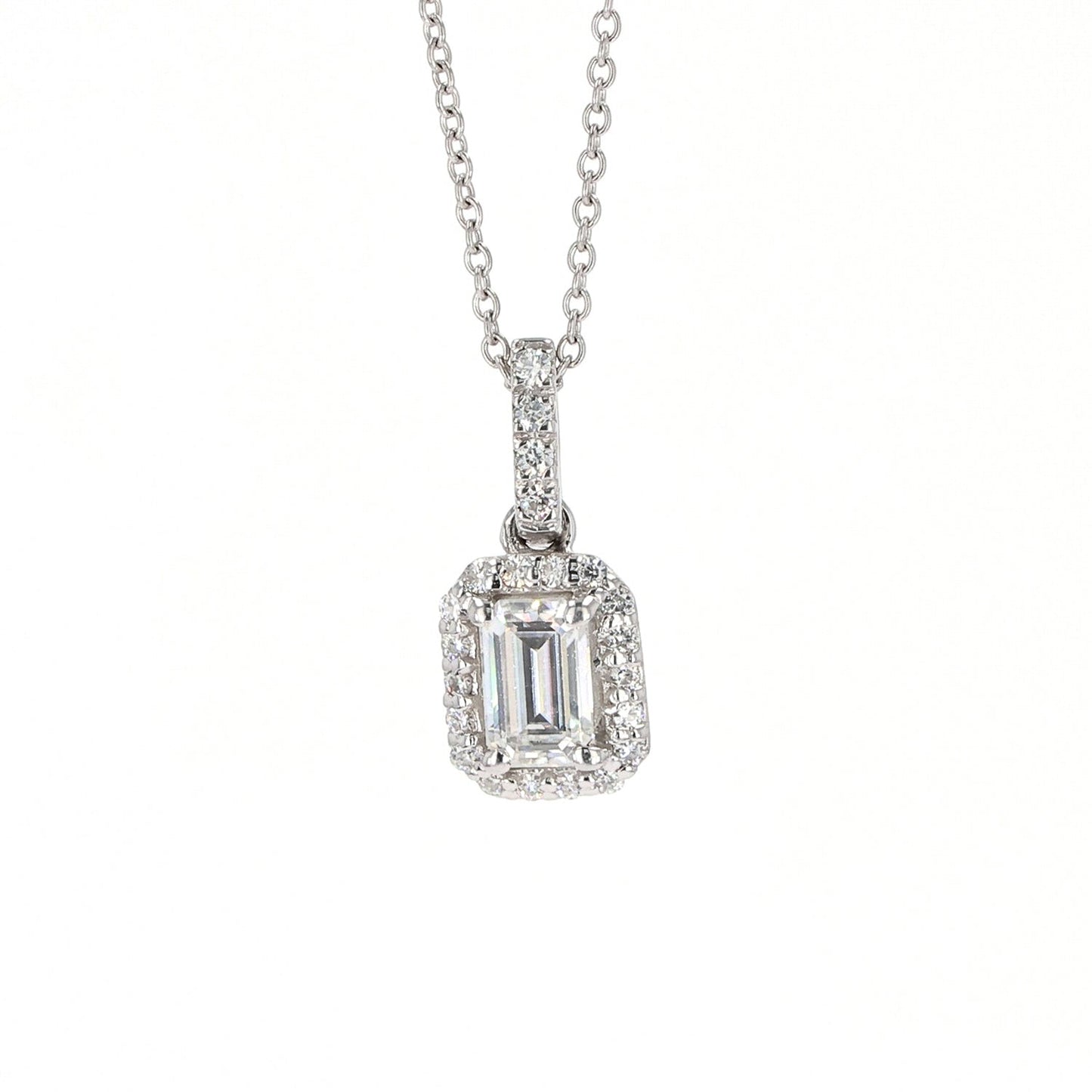 0.76 CTW Moissanite Halo Necklace