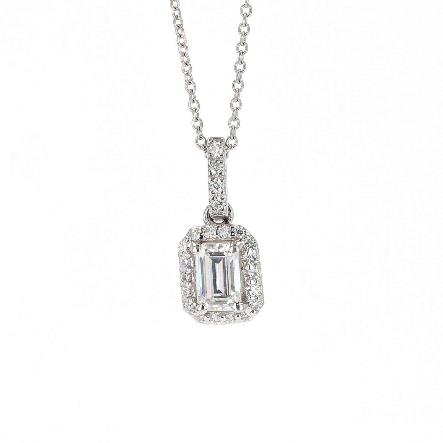 0.76 CTW Moissanite Halo Necklace