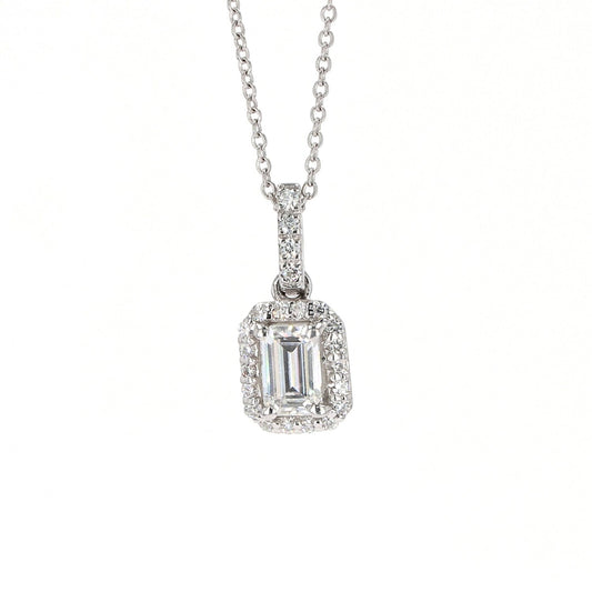 0.76 CTW Moissanite Halo Necklace