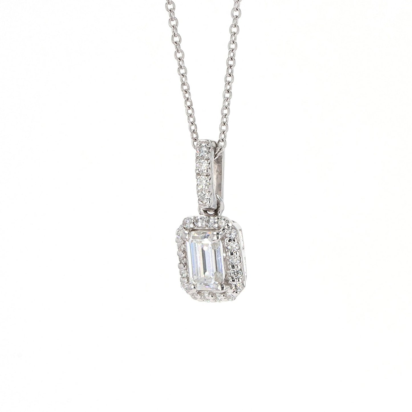 0.76 CTW Moissanite Halo Necklace