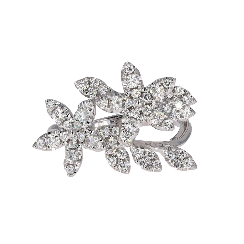 0.78 CTW Moissanite Flower Ring 14K White Gold