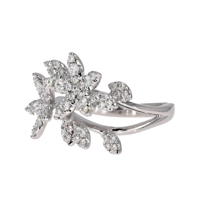 0.78 CTW Moissanite Flower Ring 14K White Gold