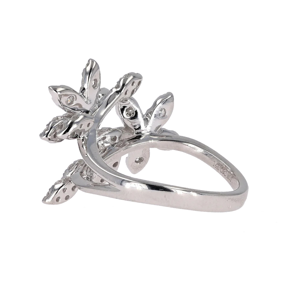 0.78 CTW Moissanite Flower Ring 14K White Gold