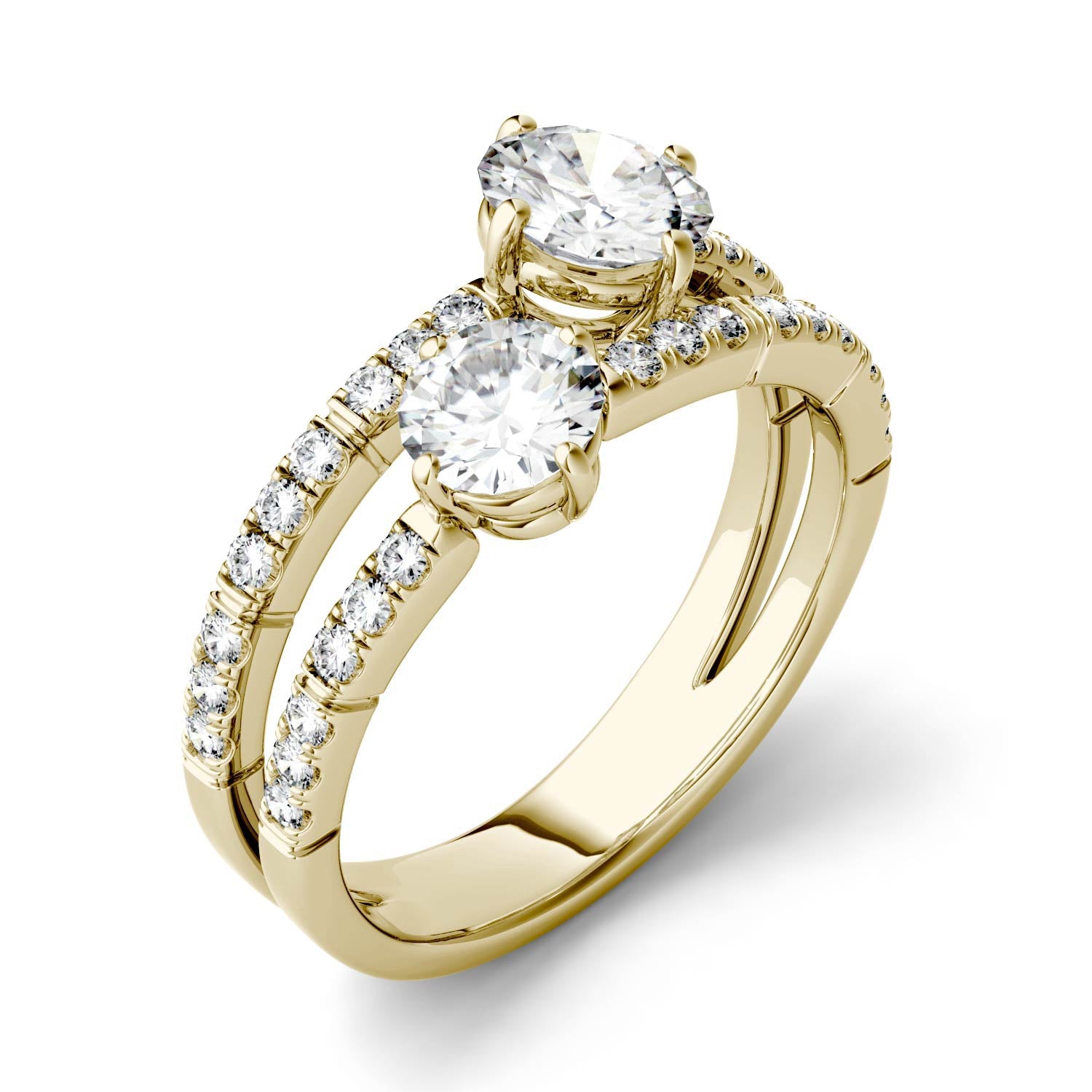 1.60 CTW Moissanite Two-Stone Ring