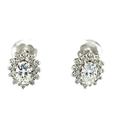 1.48 CTW Oval Moissanite Halo Earrings