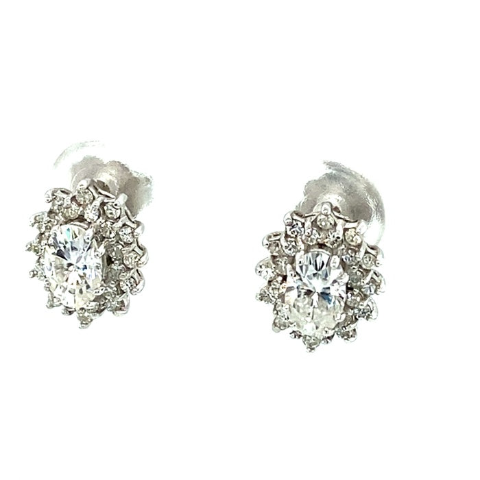 1.48 CTW Oval Moissanite Halo Earrings