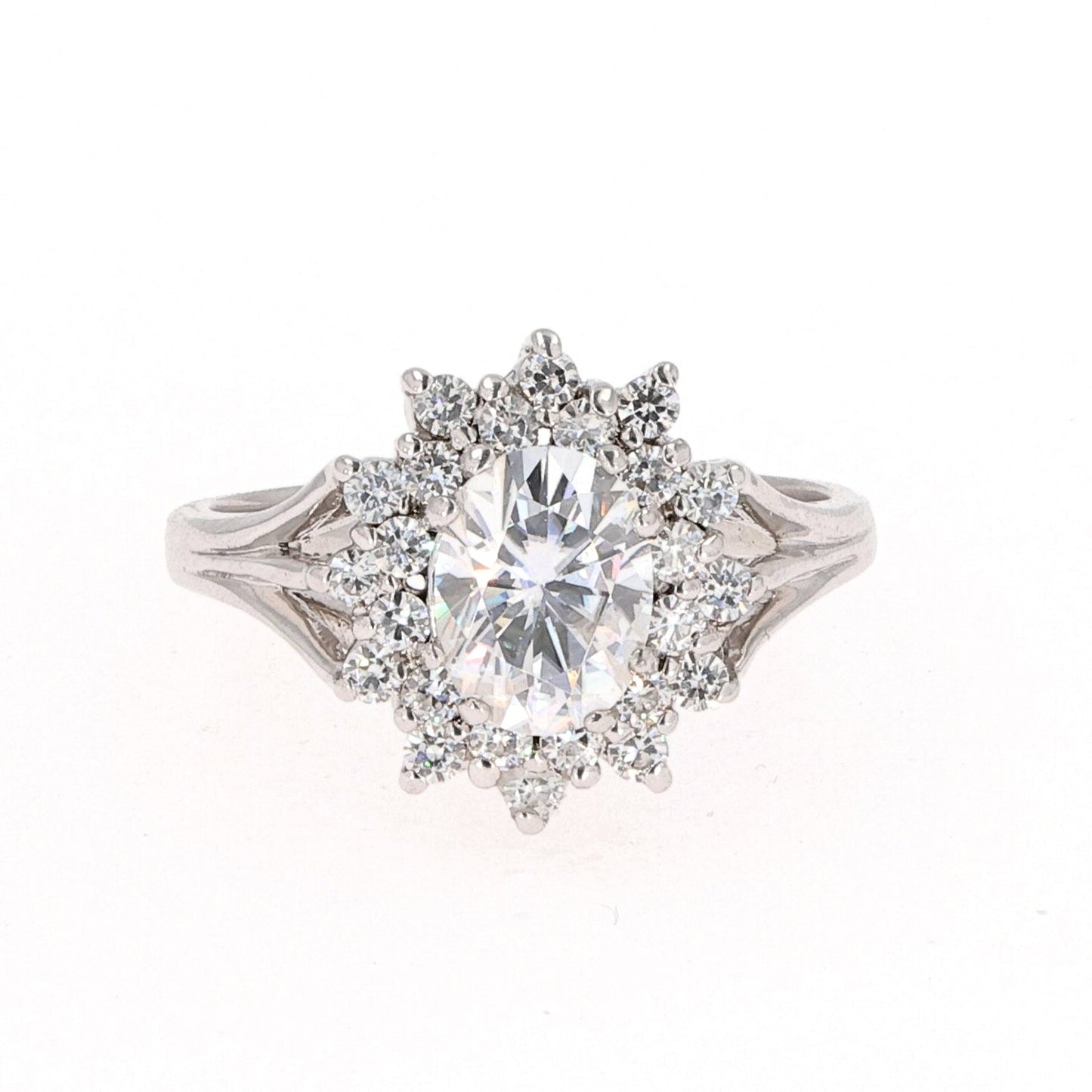 1.98 CTW Oval Moissanite Halo Ring