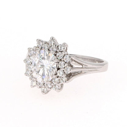 1.98 CTW Oval Moissanite Halo Ring