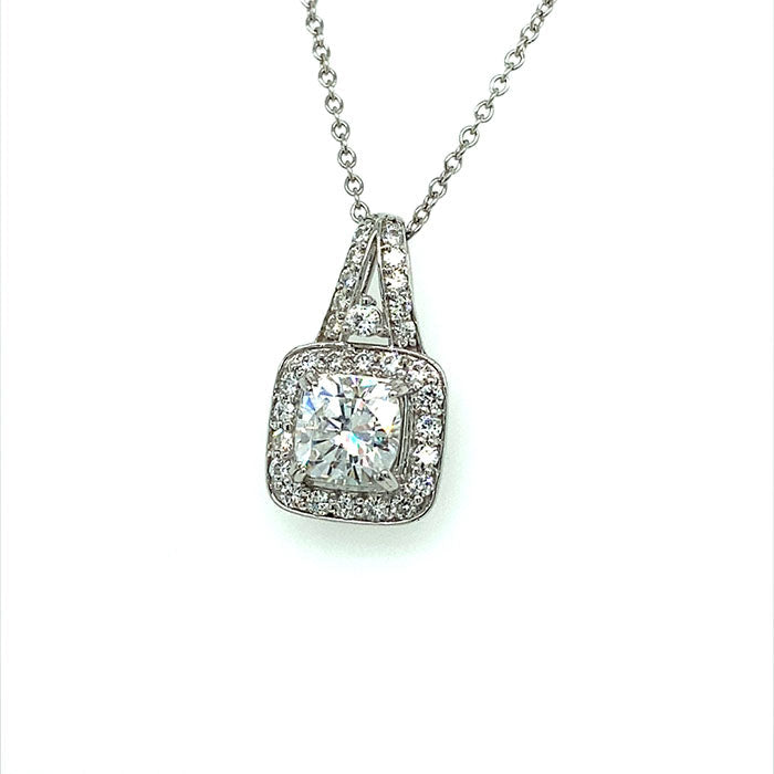 3.20 CTW Moissanite Halo Pendant