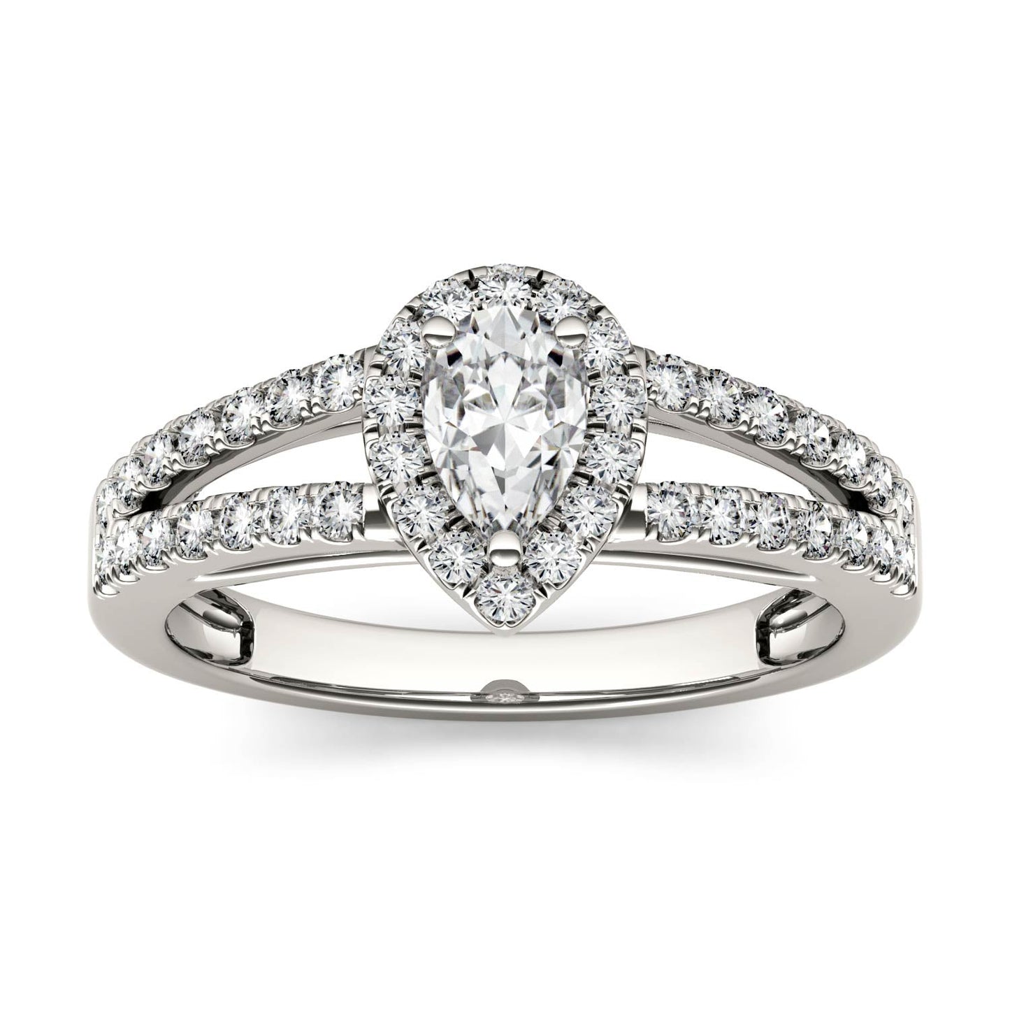 Moissanite Pear Halo Engagement Ring