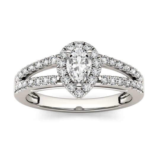 0.96 CTW Pear Moissanite Engagement Ring