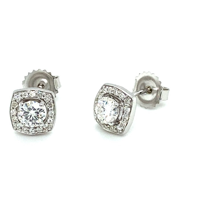 0.86 CTW Round Moissanite Halo Earrings