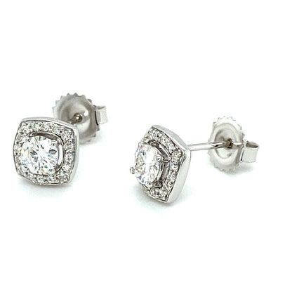 0.86 CTW Round Moissanite Halo Earrings