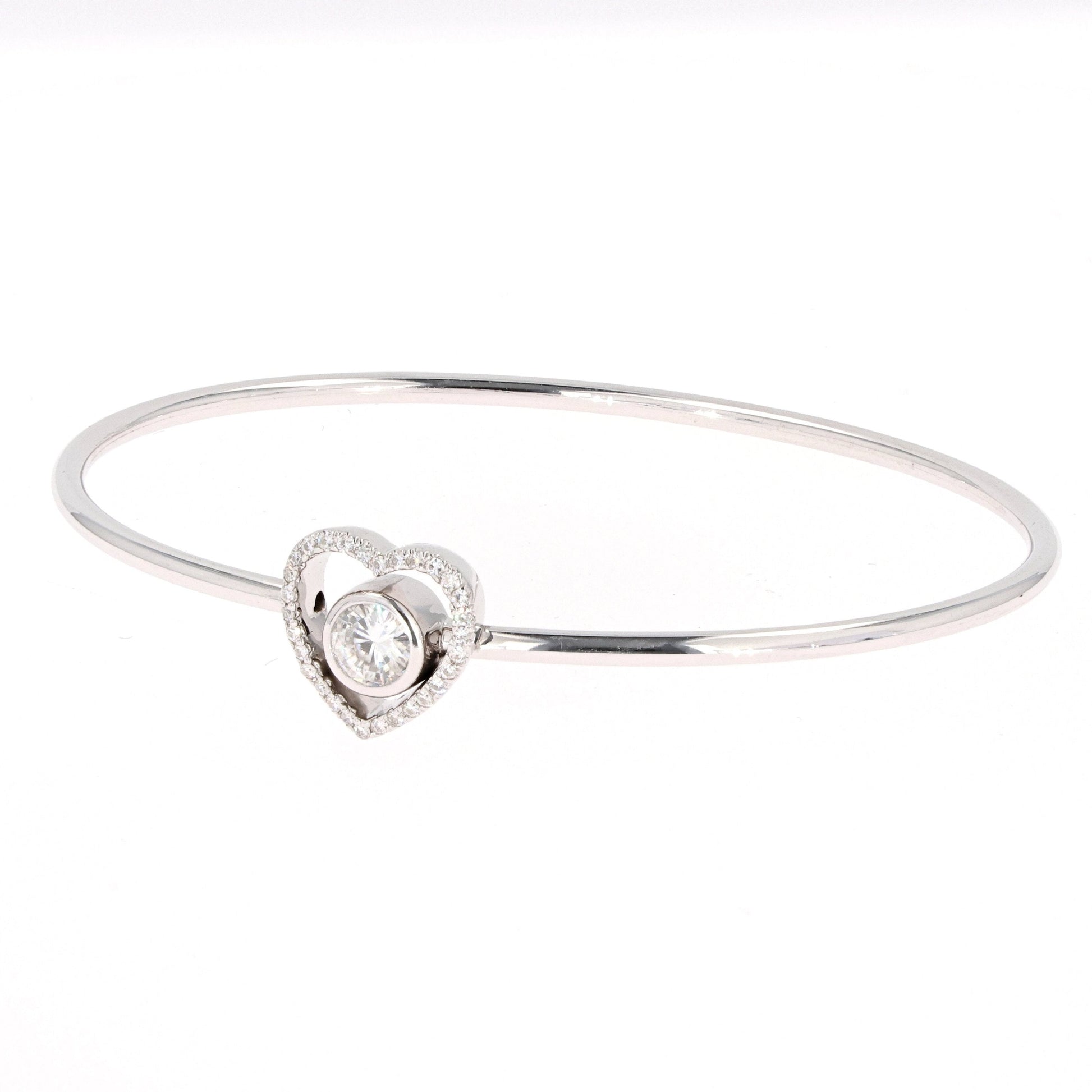 0.65 CTW Moissanite Pave Heart Bangle