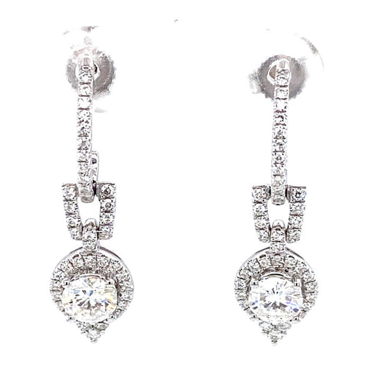 1.49 CTW Moissanite Halo Drop Earrings