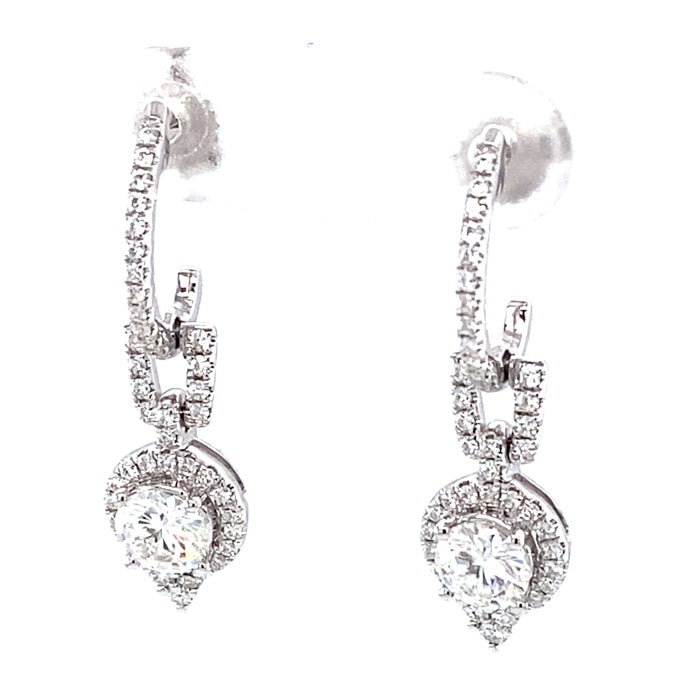 1.49 CTW Moissanite Halo Drop Earrings