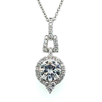 1.23 CTW Moissanite Halo Drop Pendant