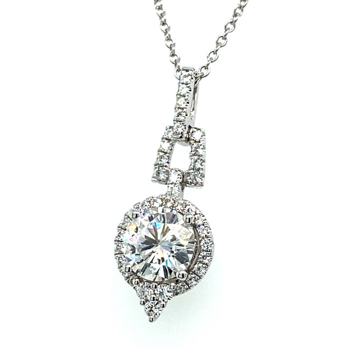 1.23 CTW Moissanite Halo Drop Pendant