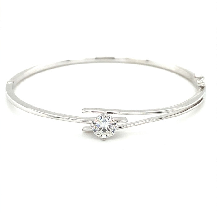 1.00 CTW DEW Moissanite Bypass Bangle Bracelet