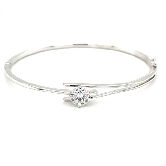 1.00 CTW DEW Moissanite Bypass Bangle Bracelet