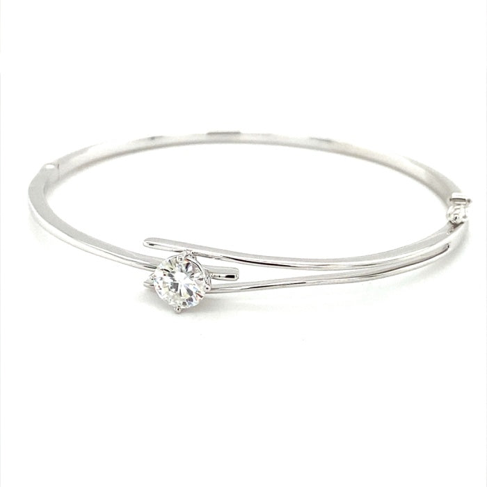 1.00 CTW DEW Moissanite Bypass Bangle Bracelet