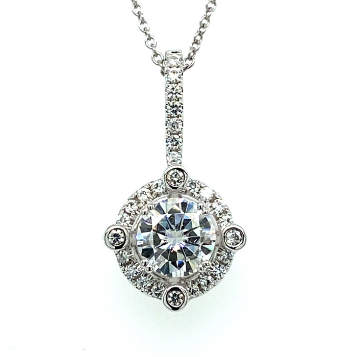 1.25 CTW Moissanite Halo Pendant