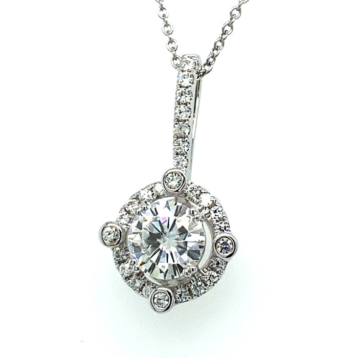 1.25 CTW Moissanite Halo Pendant