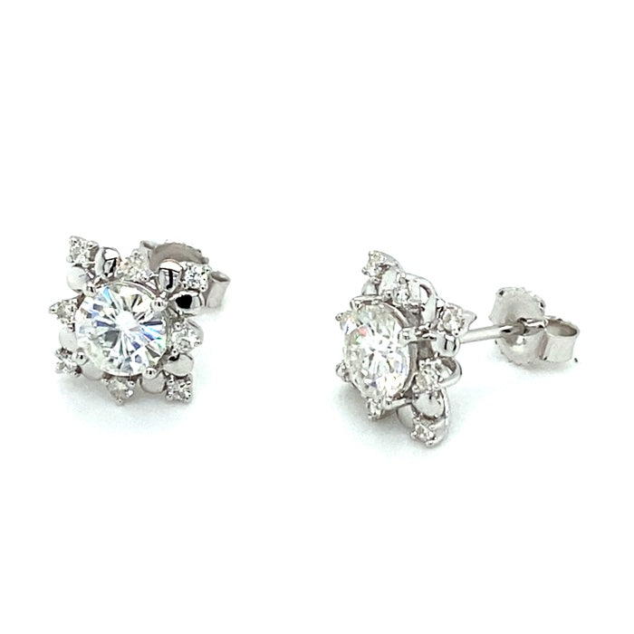 1.15 CTW Round Moissanite Halo Earrings