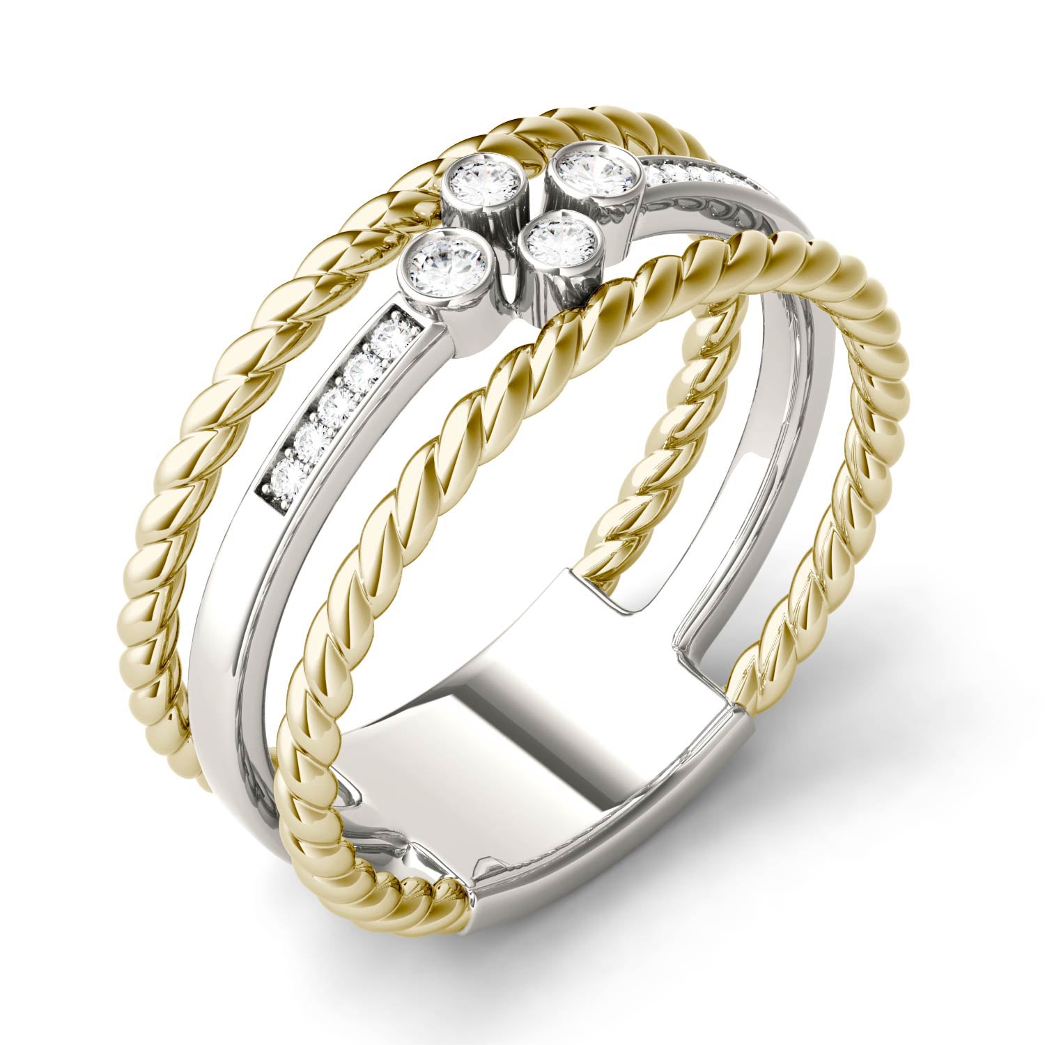 Moissanite Two-Tone Gold Ring