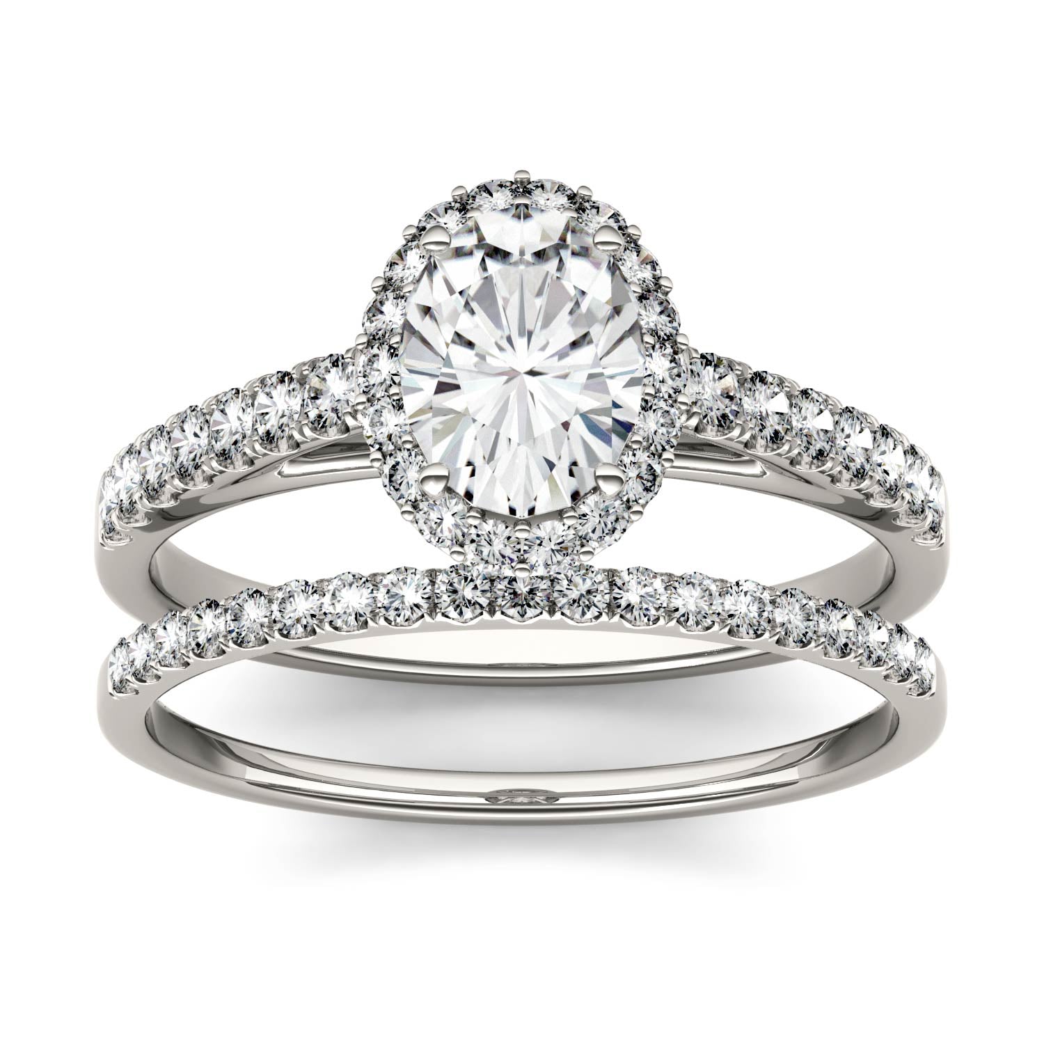 1.28 CTW Oval Moissanite Halo Ring