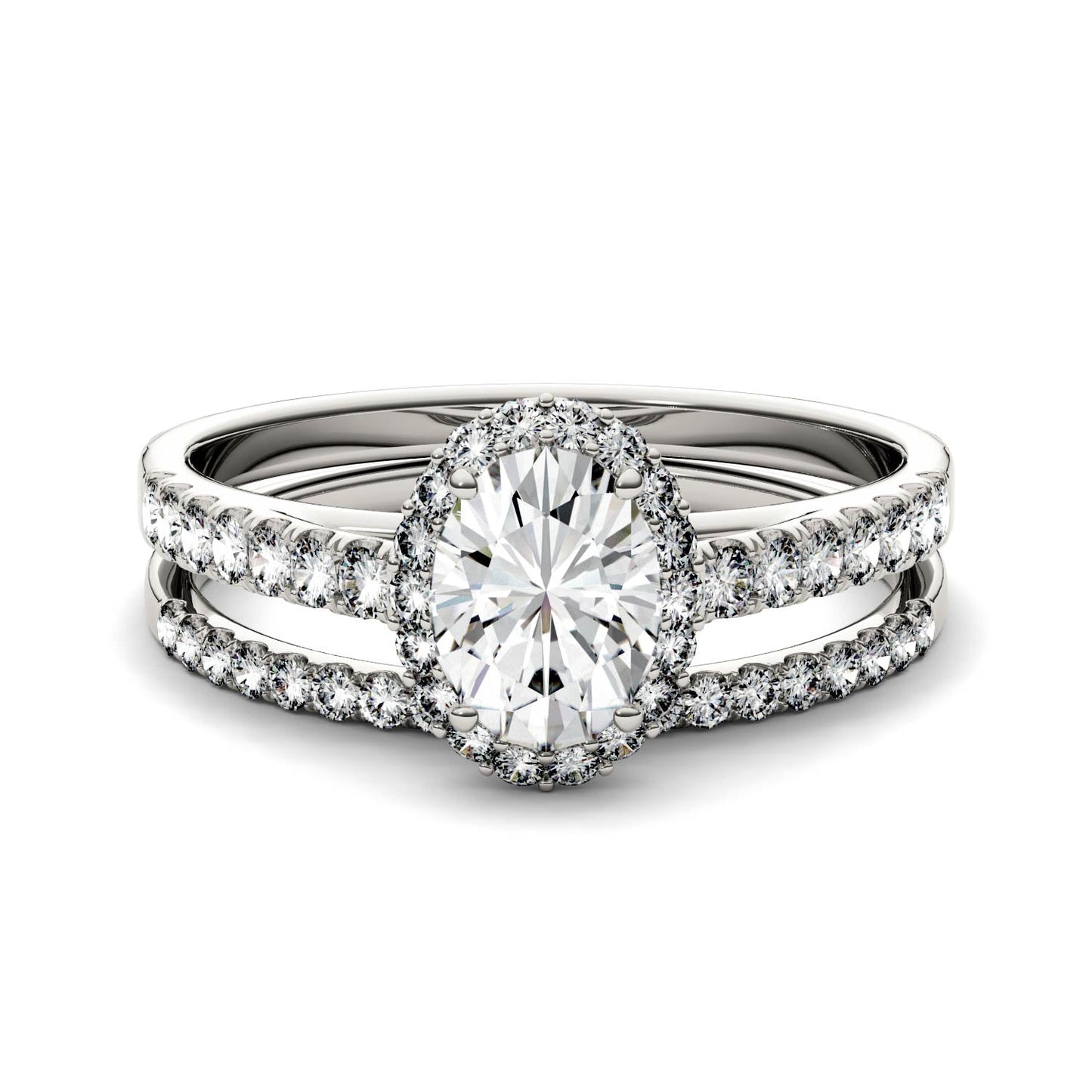 1.28 CTW Oval Moissanite Halo Ring