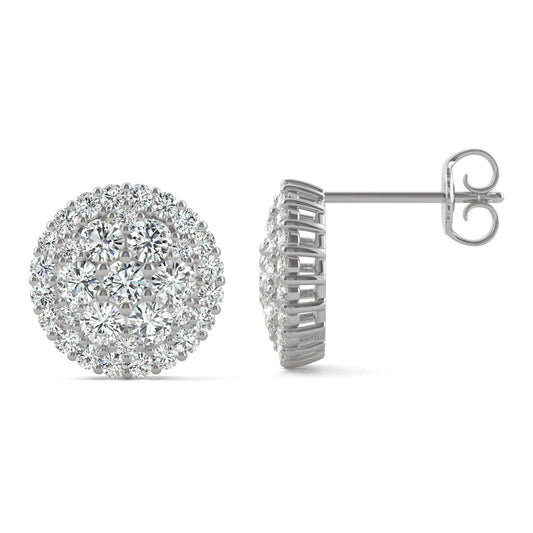 1.04 CTW DEW Round Moissanite Pave Stud Earrings