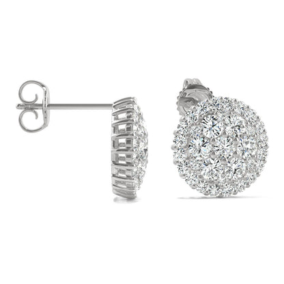 1.04 CTW DEW Round Moissanite Pave Stud Earrings