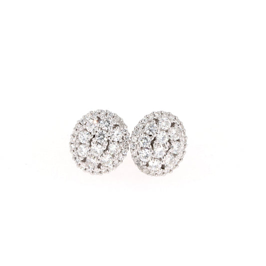 0.94 CTW Moissanite Cluster Stud Earrings in 14K White Gold