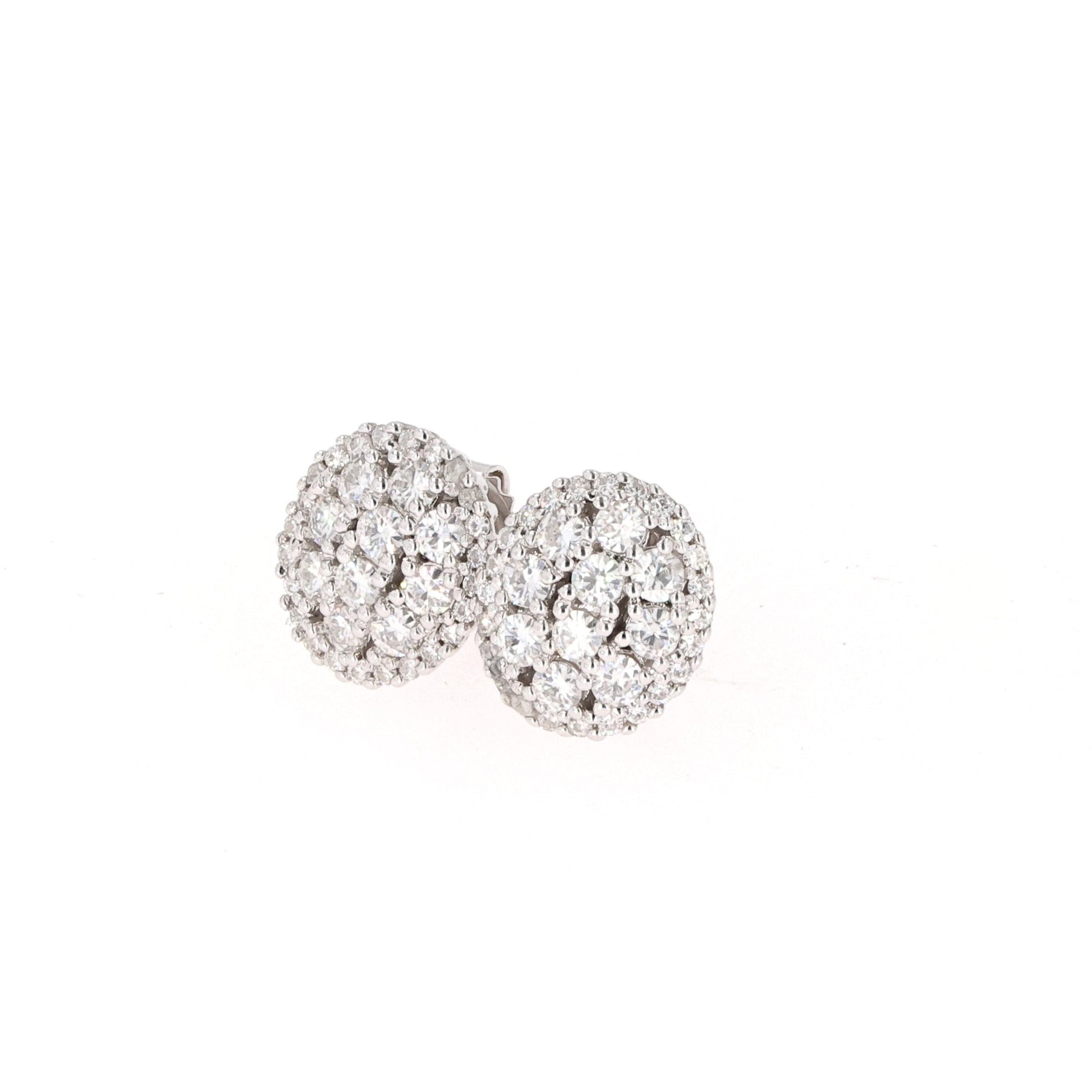 0.94 CTW Moissanite Cluster Stud Earrings in 14K White Gold