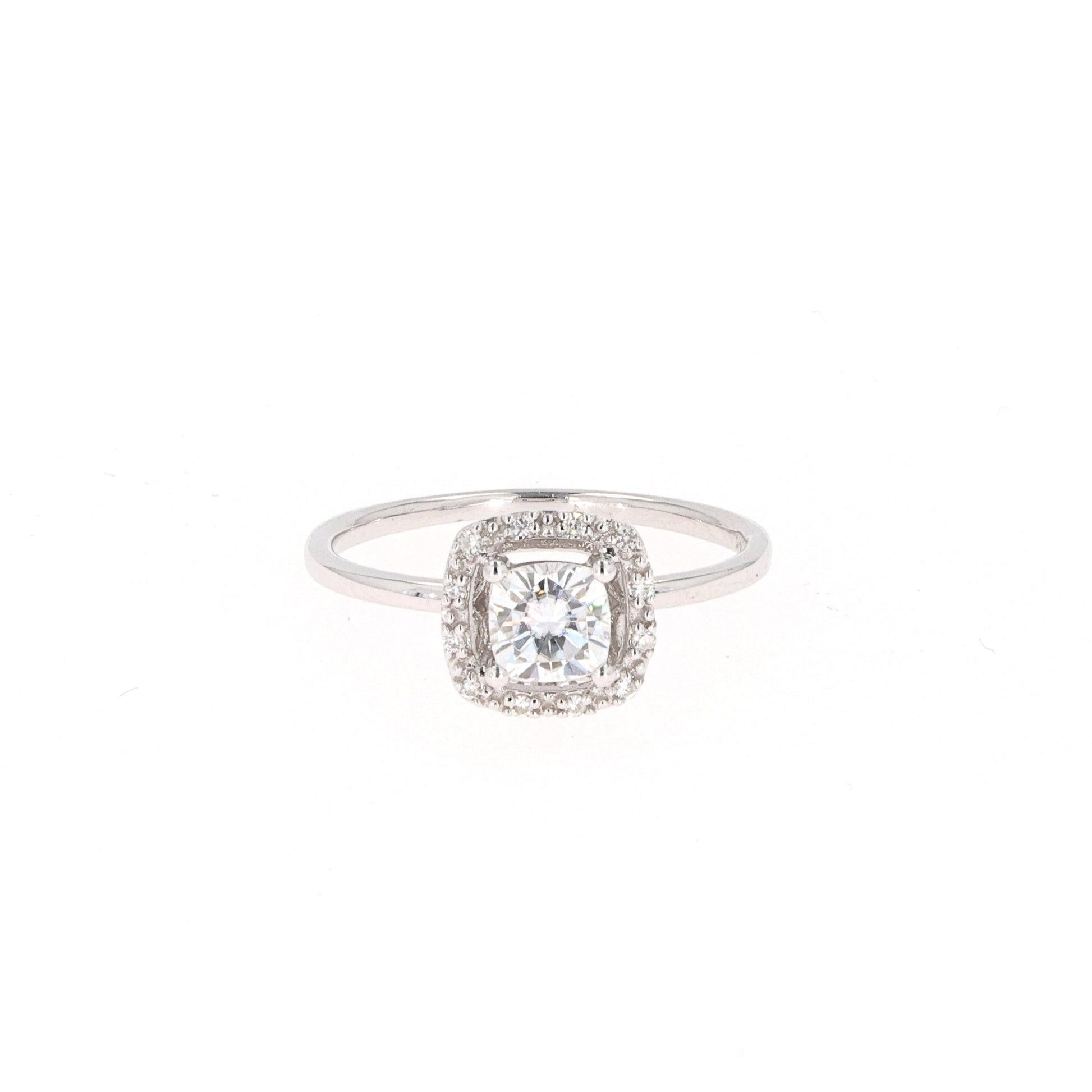 0.66 CTW Moissanite Cushion Halo Engagement Ring