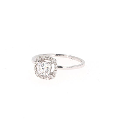 0.66 CTW Moissanite Cushion Halo Engagement Ring