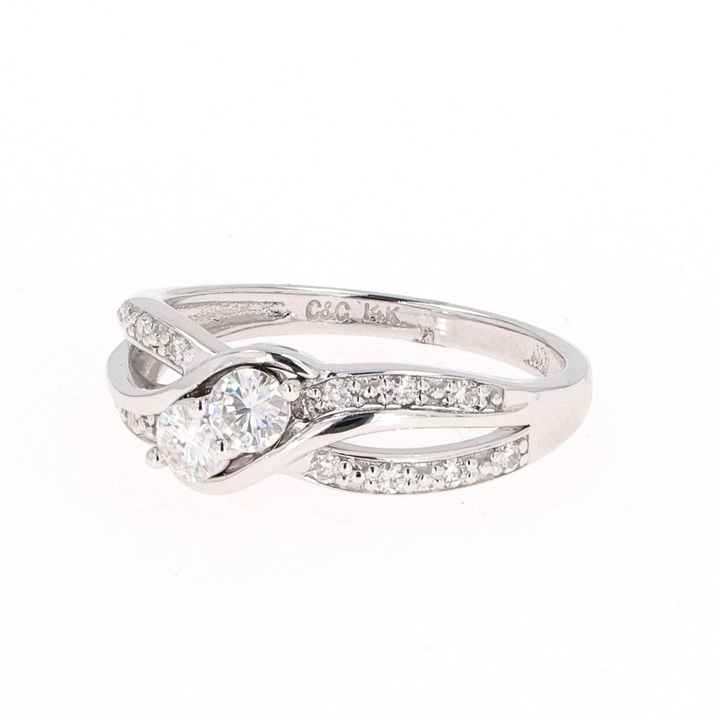 0.50 CTW Moissanite Ring 14K White Gold