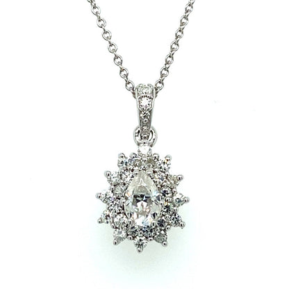 0.81 CTW Moissanite Halo Pendant