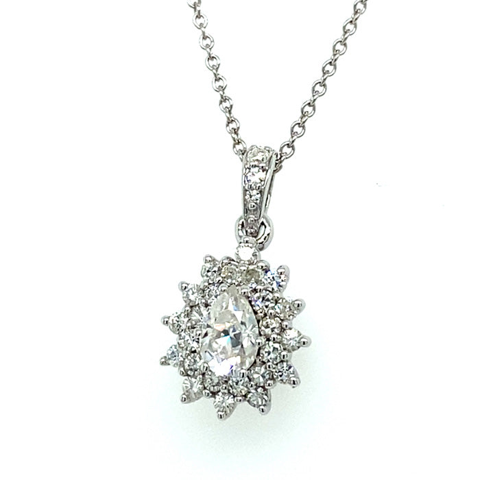 0.81 CTW Moissanite Halo Pendant