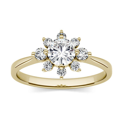 0.74 CTW Moissanite Star Halo Ring