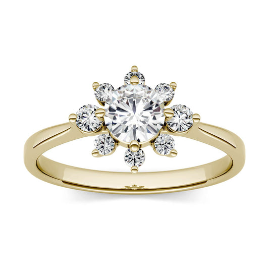 0.74 CTW Moissanite Star Halo Ring