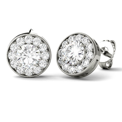 0.70 CTW Moissanite Halo Earrings