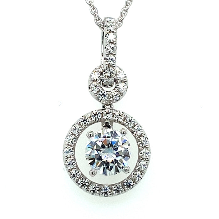 Moissanite Halo Necklace 1.22 CTW