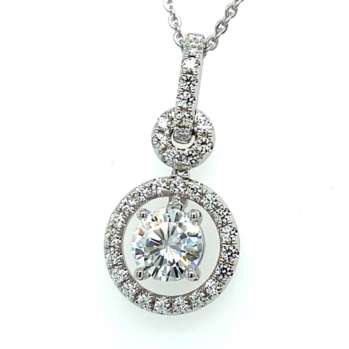 Moissanite Halo Necklace 1.22 CTW