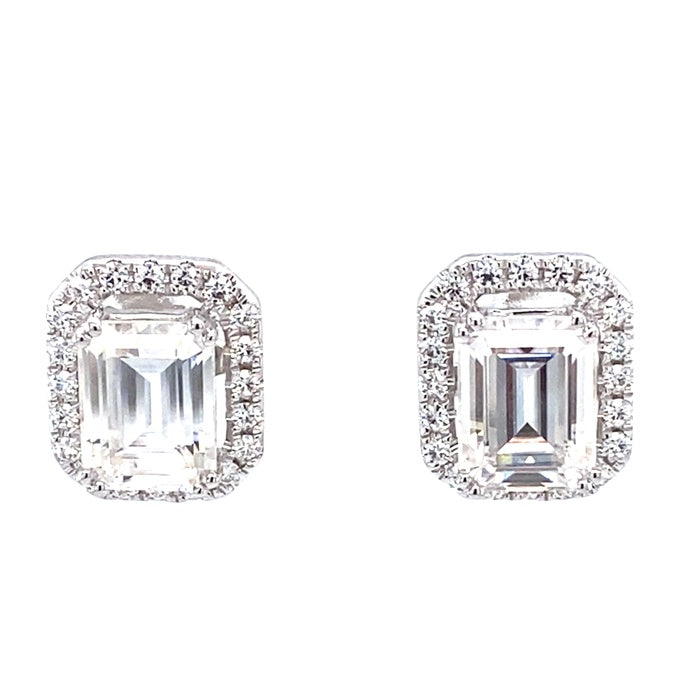 Moissanite Halo Stud Earrings 3.90 CTW