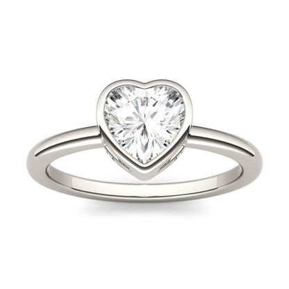 1.00 CTW DEW Heart Moissanite Bezel Solitaire Engagement Ring