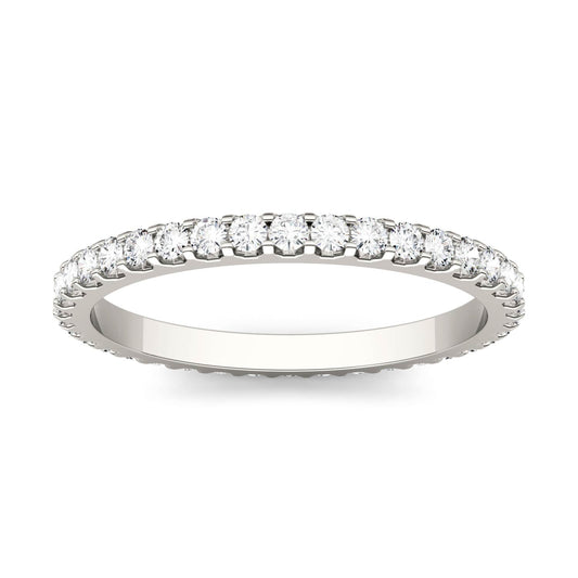 Elegant 0.57 CTW Moissanite Eternity Band in 14K White Gold