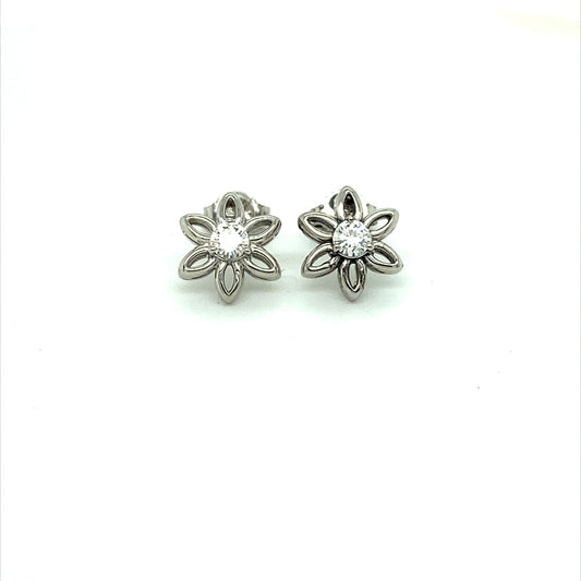 Moissanite Sterling Silver Round Stud Earrings